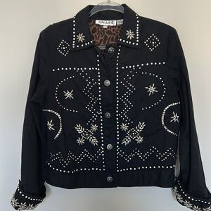 ANAGE Black Studded Jacket Western Cowboy Size Small